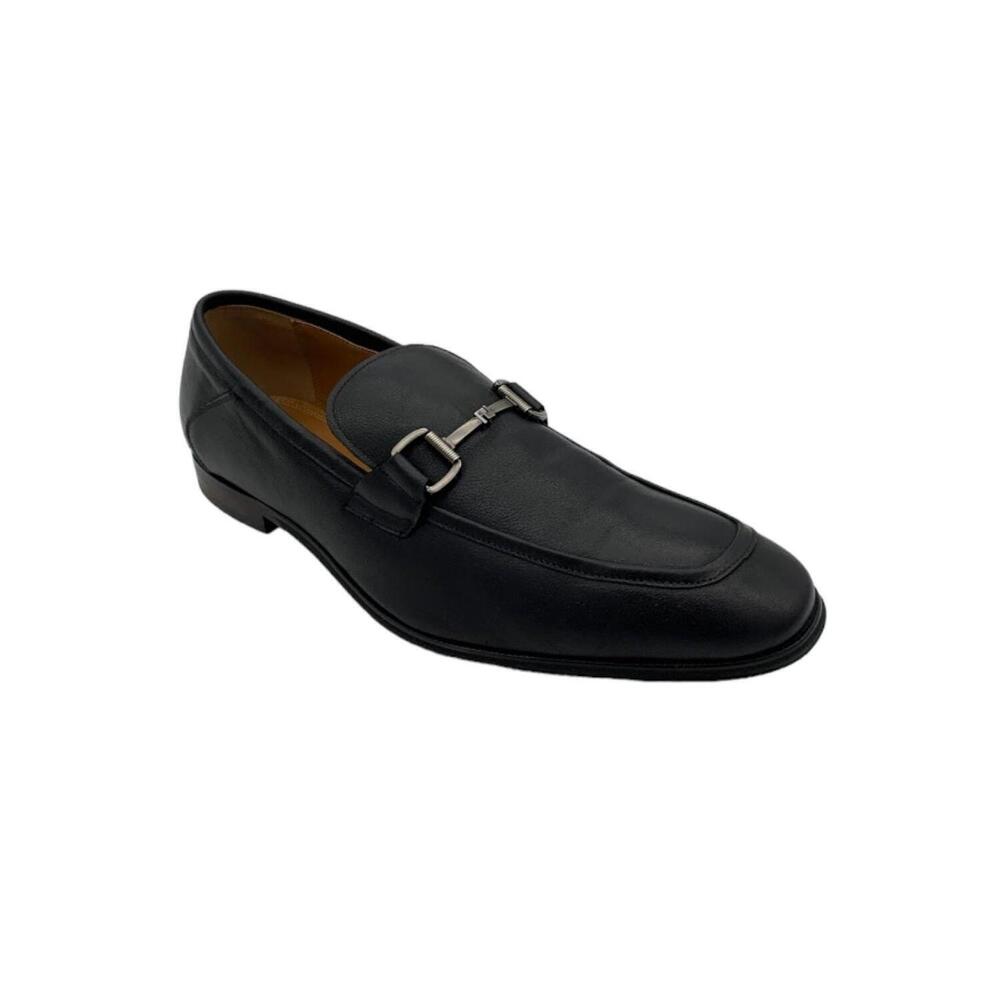 Steve Madden Men's Aahron Leather Embellishment Dress Slip-Ons Black - Medium